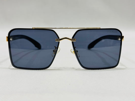 Prada-22444 – Gold Bridge – Black Square – Sunglasses