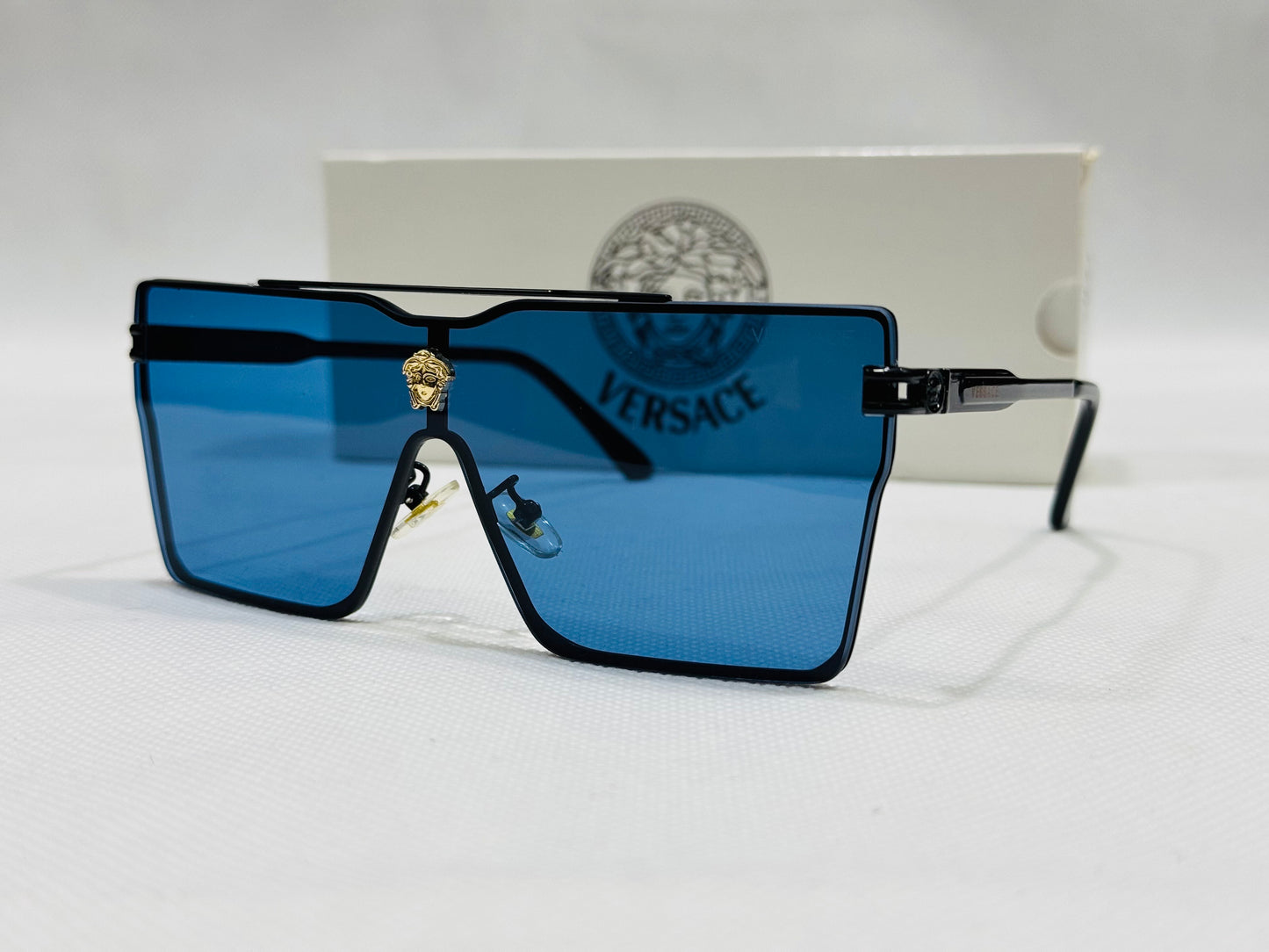 Versace -22267-– Blue Shield – Gold Accent -Sunglasses